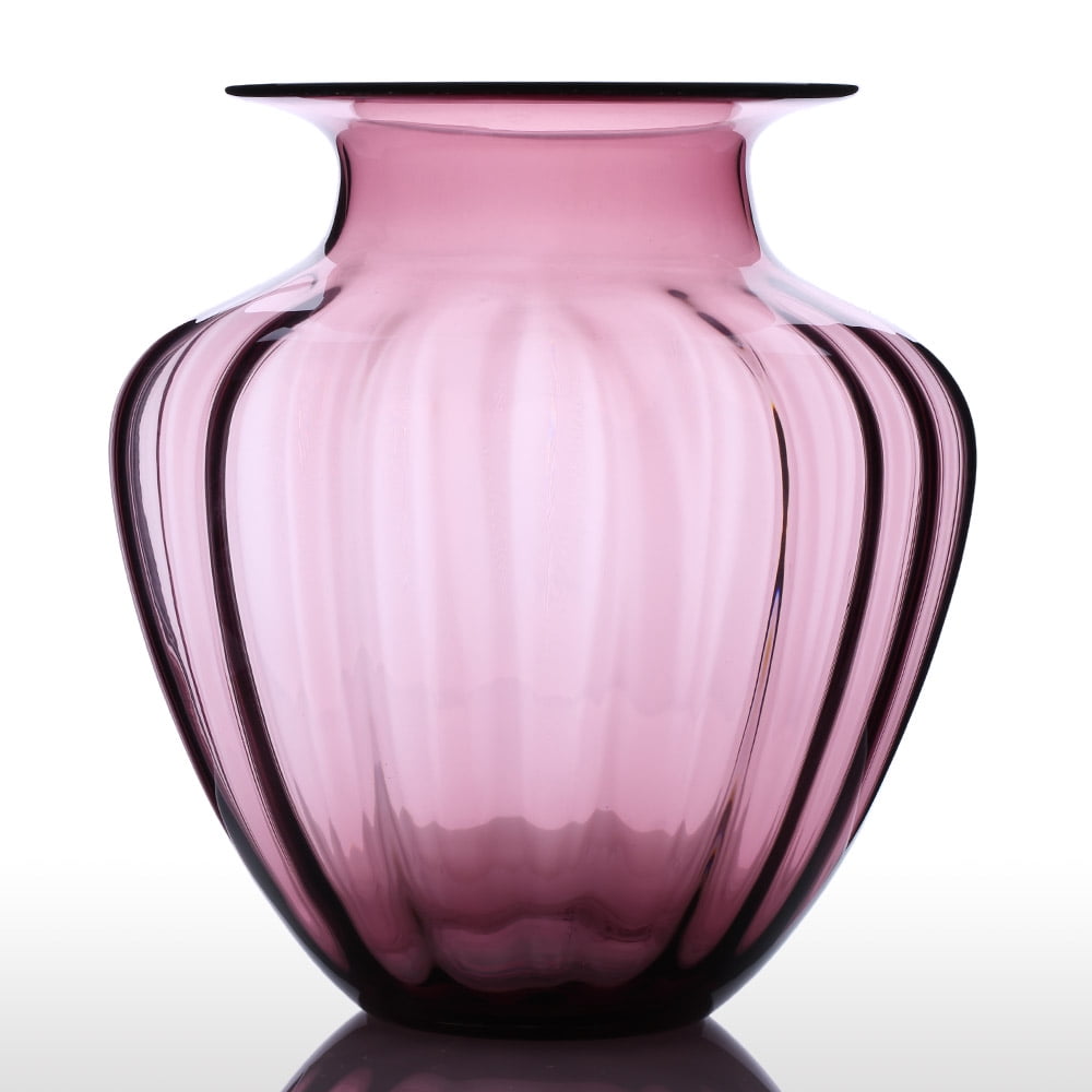 Cacagoo Casamotion Modern Hand Blown Large Jar Shaped Glass Vase Ribbed Design Home Art Decoration Floral Arrangements Walmart Com Walmart Com