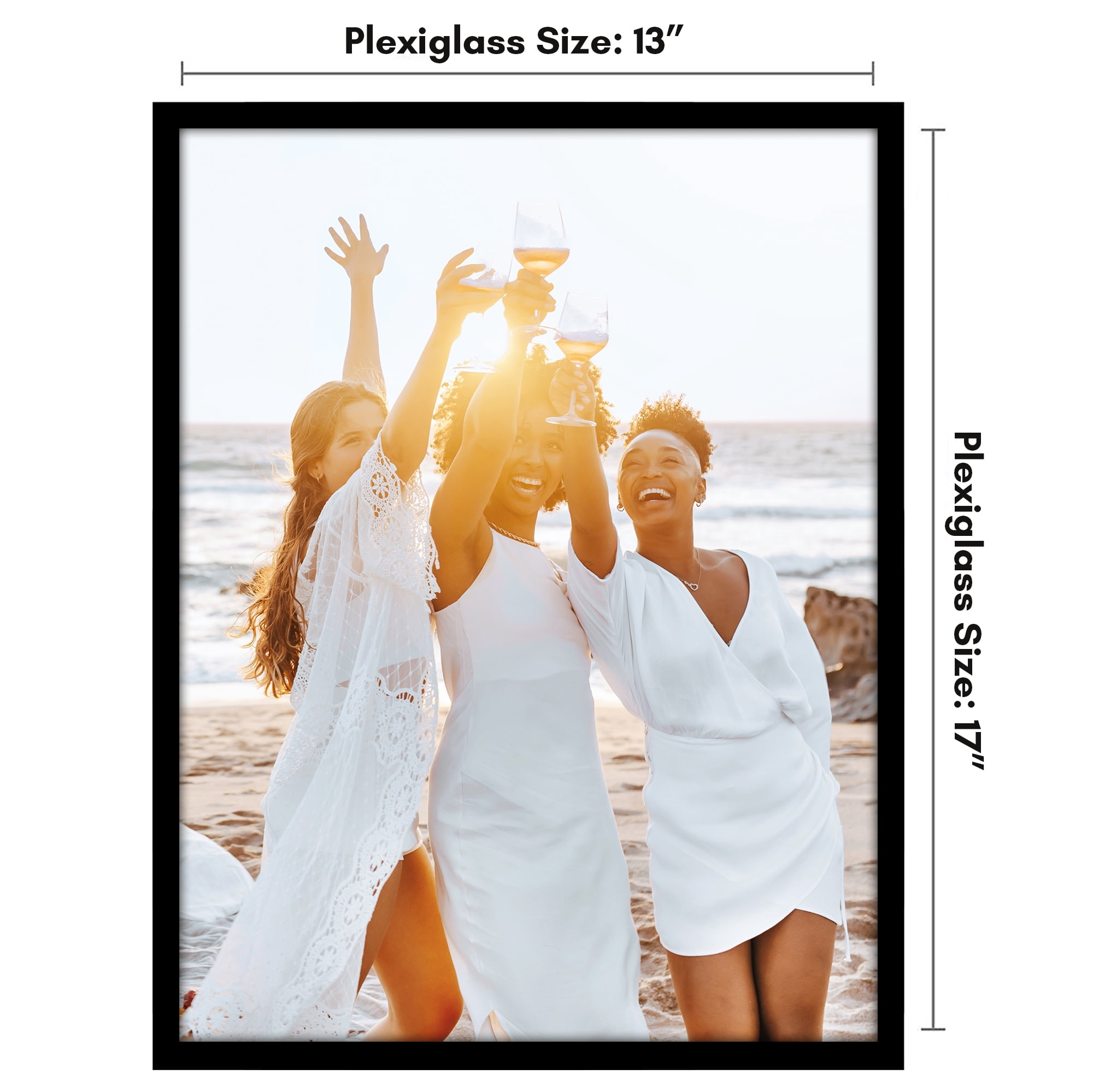 Americanflat 13x17 Picture Frame with Polished Plexiglass Streamline Collection Thin Border Wall - Black