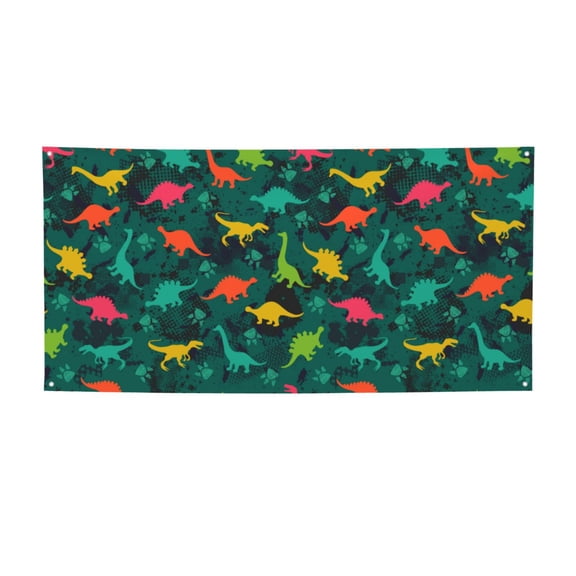 Picia Colorful Dinosaurs Pattern Party Banner, Festive Decoration, Holiday Banner, Celebration Decor, Event Banner, Reusable Party Banner-Small