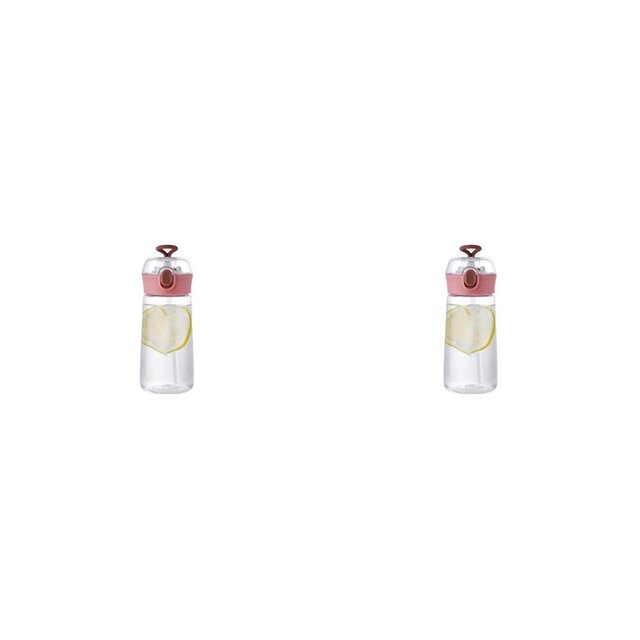 Monstrate botella de agua con pajita a prueba de fugas jugo de leche beber taza de viaje de plástico de gran capacidad vaso niña bebedero 450 450ml/Rosa 2piezas