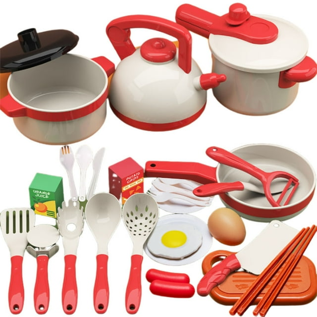 Children Play House Kitchen Toy Set, With Cutting Vegetables Cooking, Pretend Play Utensils For Boys Girls, Educational Activity Safe Material