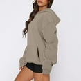 thumbnail image 6 of RPVATI Women's Hoodie Plus Size Long Sleeve Sweatshirts Y2k Hooded Drop Shoulder Pullover Loose Clothes with Pockets Khaki S, 6 of 8