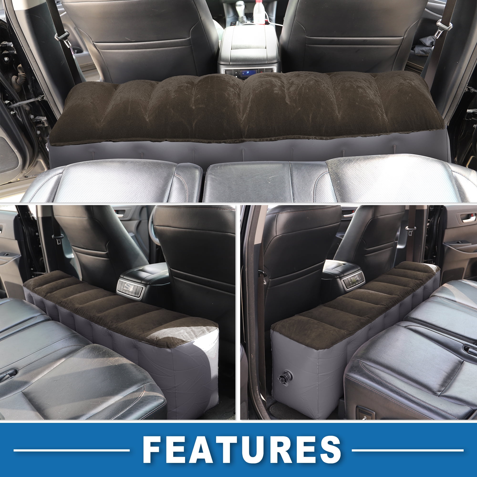 Unique Bargains Car Mattress Sleeping Mat Comfortable Rear Seat Air Bed Gap Pad for Napping Travel Deep Brown Gray