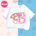thumbnail image 4 of Camiseta de manga corta para niños con letras de la A a la Z de My Melody Anime, camiseta de algodón de verano para niños de Sanrio, regalo de cumpleaños kawaii suave con forma de corazón para niñas, 4 of 5