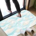 thumbnail image 3 of Watercolor Blue Wave Plush Flannel Bath Rug 16x24 Inches, Quick Dry Absorbent Non Slip Mat for Bathroom Sink Tub, 3 of 8