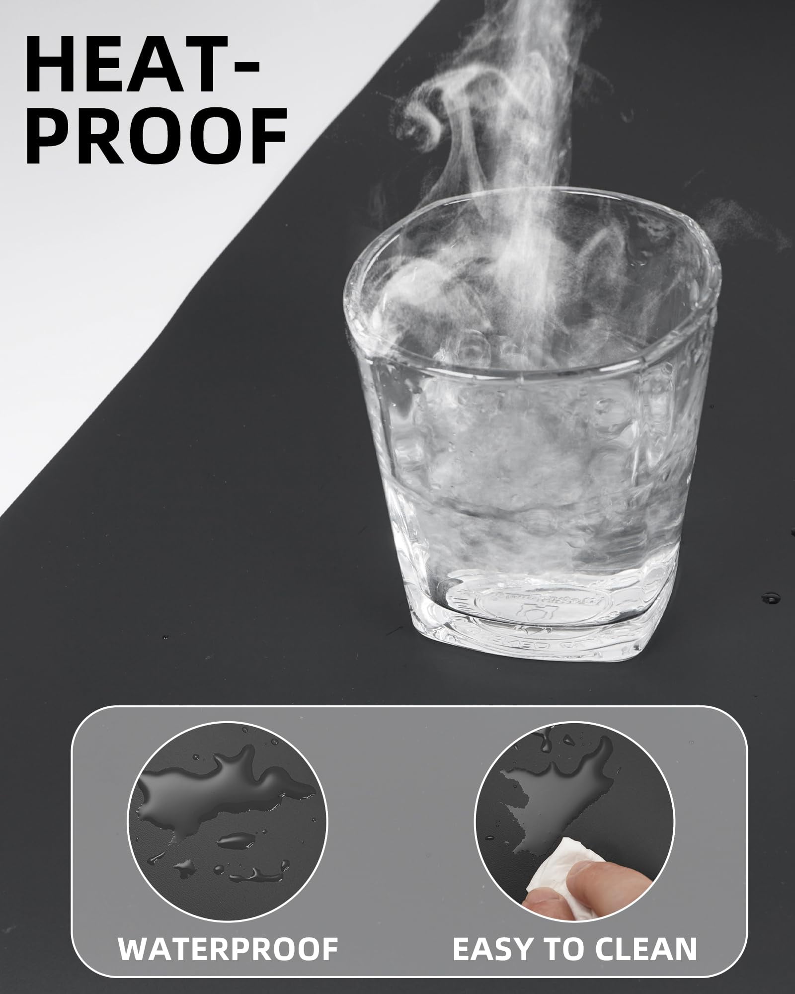 Large Desk Pad Mat Mouse Office  Non-slip Pu Leather Blotter Waterproof For Office/home/decor (black 48" X 17")