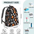 thumbnail image 5 of Football and Basketball Black Pattern Backpack for School, Cute School Bag with Adjustable Shoulder Straps and Padded Back, 16.9"x12.6"x5.9", 5 of 5