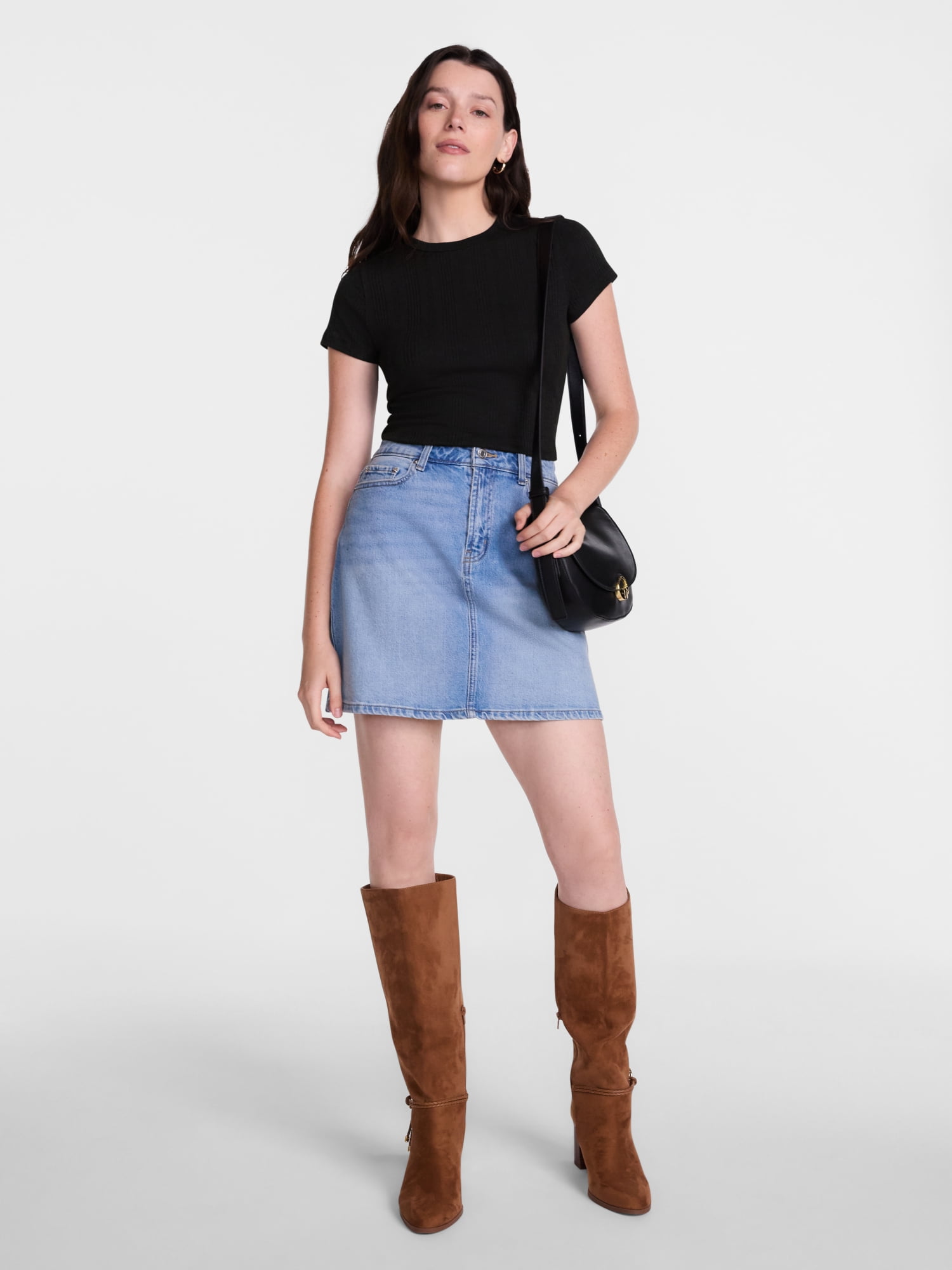 Scenario Women's Variegated Rib Tee with Short Sleeves, Sizes XS-XXXL