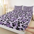 thumbnail image 4 of Manfei Hippie Purple Stars Queen Sheets,Vintage Cheetah Pattern Queen Sheet Sets,4-Piece,1 Flat Sheet,1 Fitted Sheet and 2 Pillowcases, 4 of 6