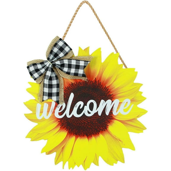 Summer Door Hanger Sunflower Welcome Sign for Front Door Decor Farmhouse Wood Wall Signs for Porch Hangers Spring Summer Autumn Wreaths Housewarming Gift Design 1