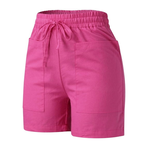 TOWED22 Workout Shorts Women,Women's Running Shorts Elastic High Waisted Shorts Pocket Sporty Workout Shorts Quick Dry Athletic Shorts Pants Hot Pink,3XL