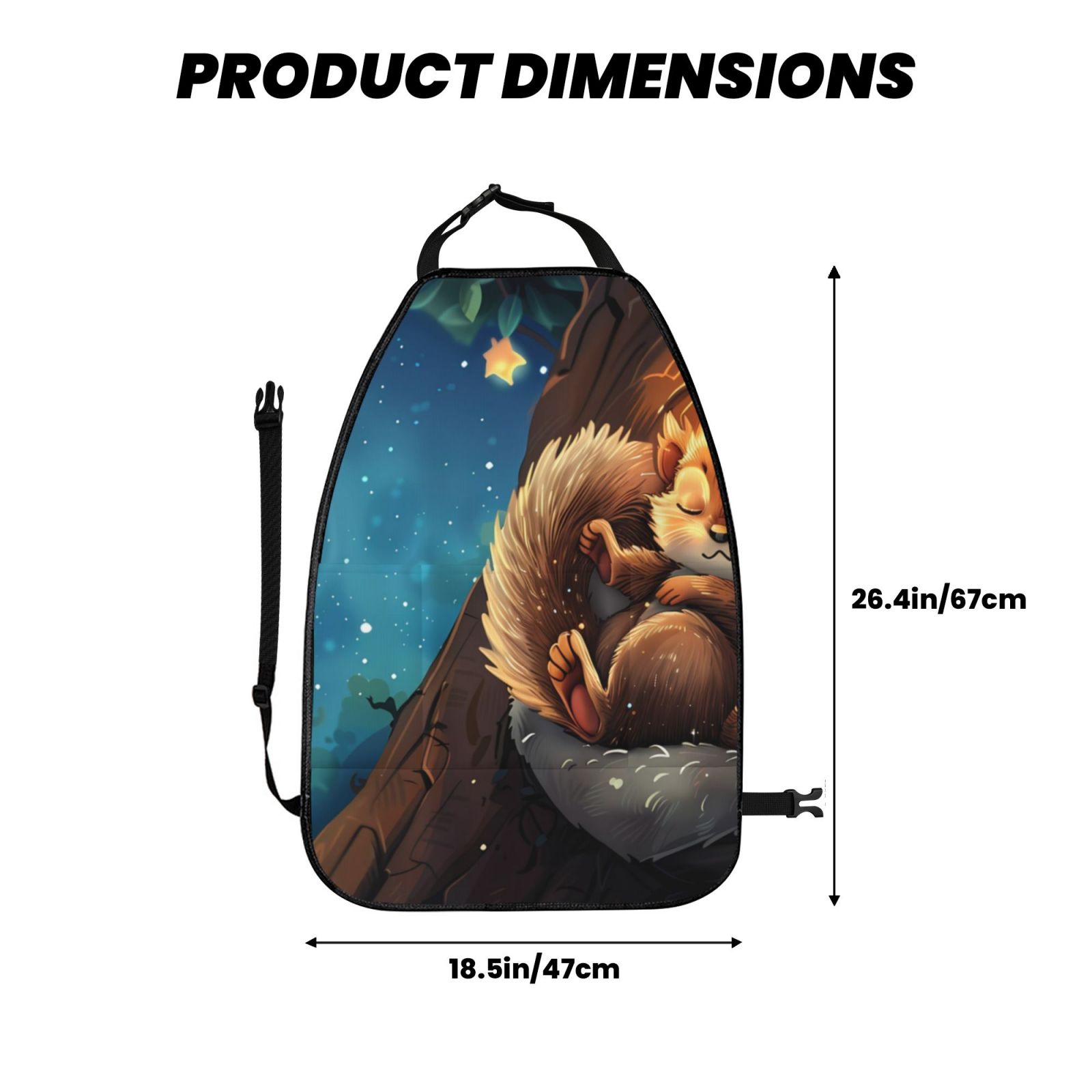 Kdxio Squirrel Sleeping In Tree Print 2 Pack Car Kick Mat Seat Cover Back Protector Mat with Pockets for Organizer Backseat Protector and Storage Anti Kick Pad for Vehicles