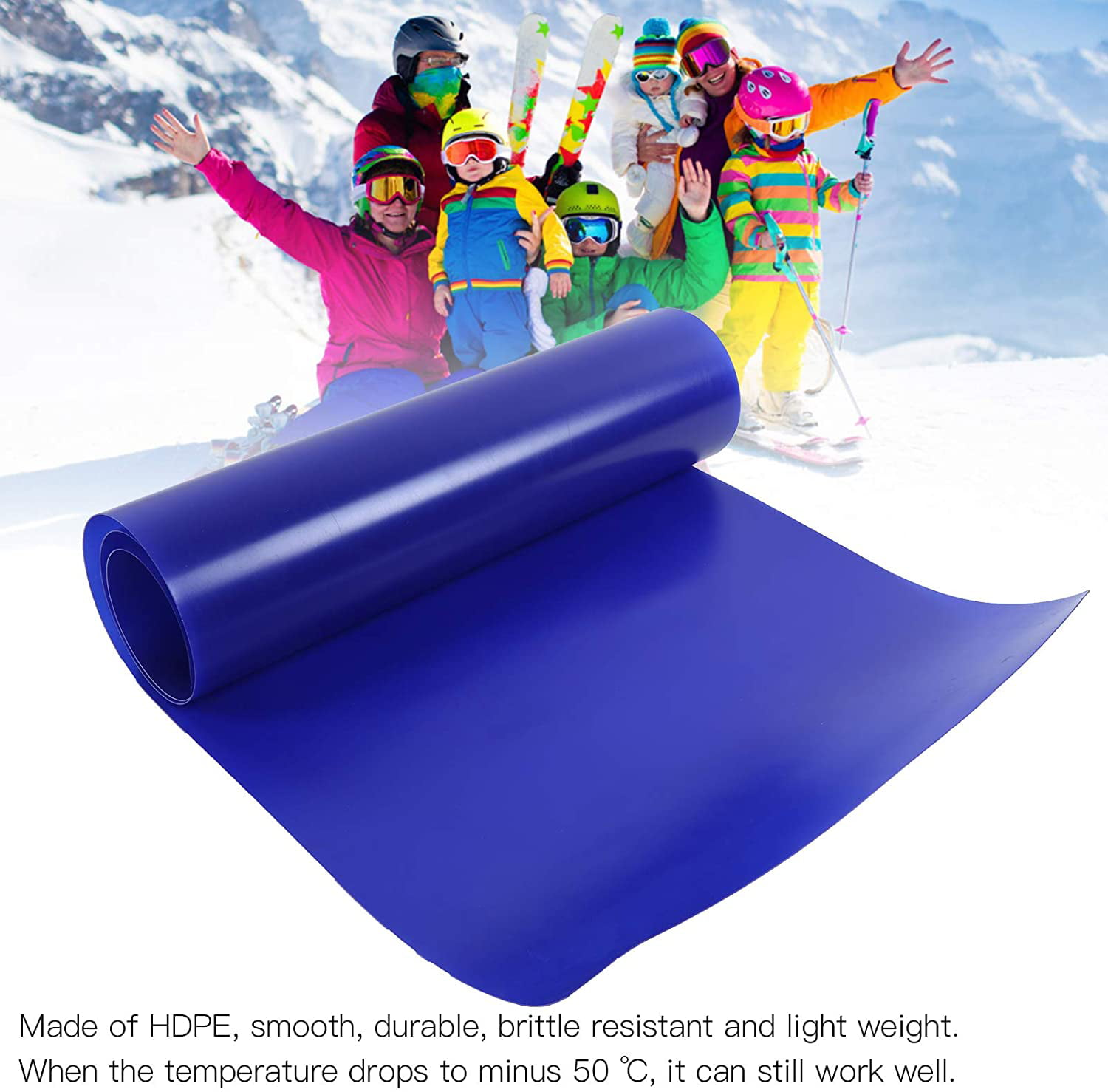 Snow Sled Flying Carpet Roll Up Pad for Children Pull Sleigh Portable Rolling Snow Slider Blue 