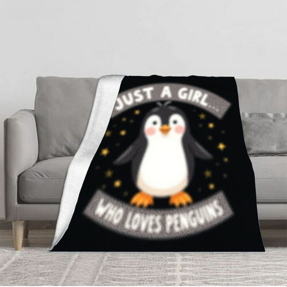 Durable Soft & Warm Flannel Blanket - Cozy Penguin Design for Sofa Travel Bed & Chair - Perfect for Animal Lovers