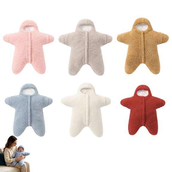 Starfish Baby Outfit Hooded Romper Newborn Wearable Blanket Infant Footie Jumpsuit for Cold Weather Baby Starfish Onesie