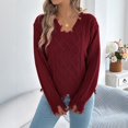 thumbnail image 5 of Clossjun Knit Sweater for Women Oversized Distressed Cable Pullover Tops with Frayed Edges Vintage Style Fall Winter Knitwear, 5 of 6