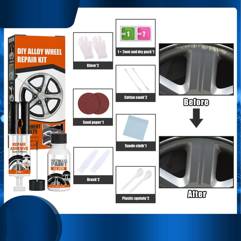 Universal Alloy Wheel Rim Scratch Repair Kit For Car Scratch Fix Quick 