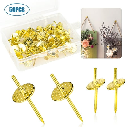 TSV 50Pcs Picture Hangers, Iron Alloy Wall Nail Hooks, 20Ibs