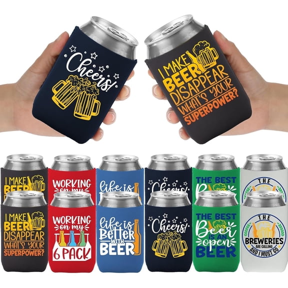 Funny Can Cooler Sleeve, 12 count Quotes Coolers Sleeves | Insulated Neoprene, , Water Bottles Party Favors Gifts Travel Camping Birthday Party Supplies
