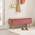 thumbnail image 4 of Alden Design Modern Velvet Upholstered Storage Accent Bench, Pink, 4 of 11
