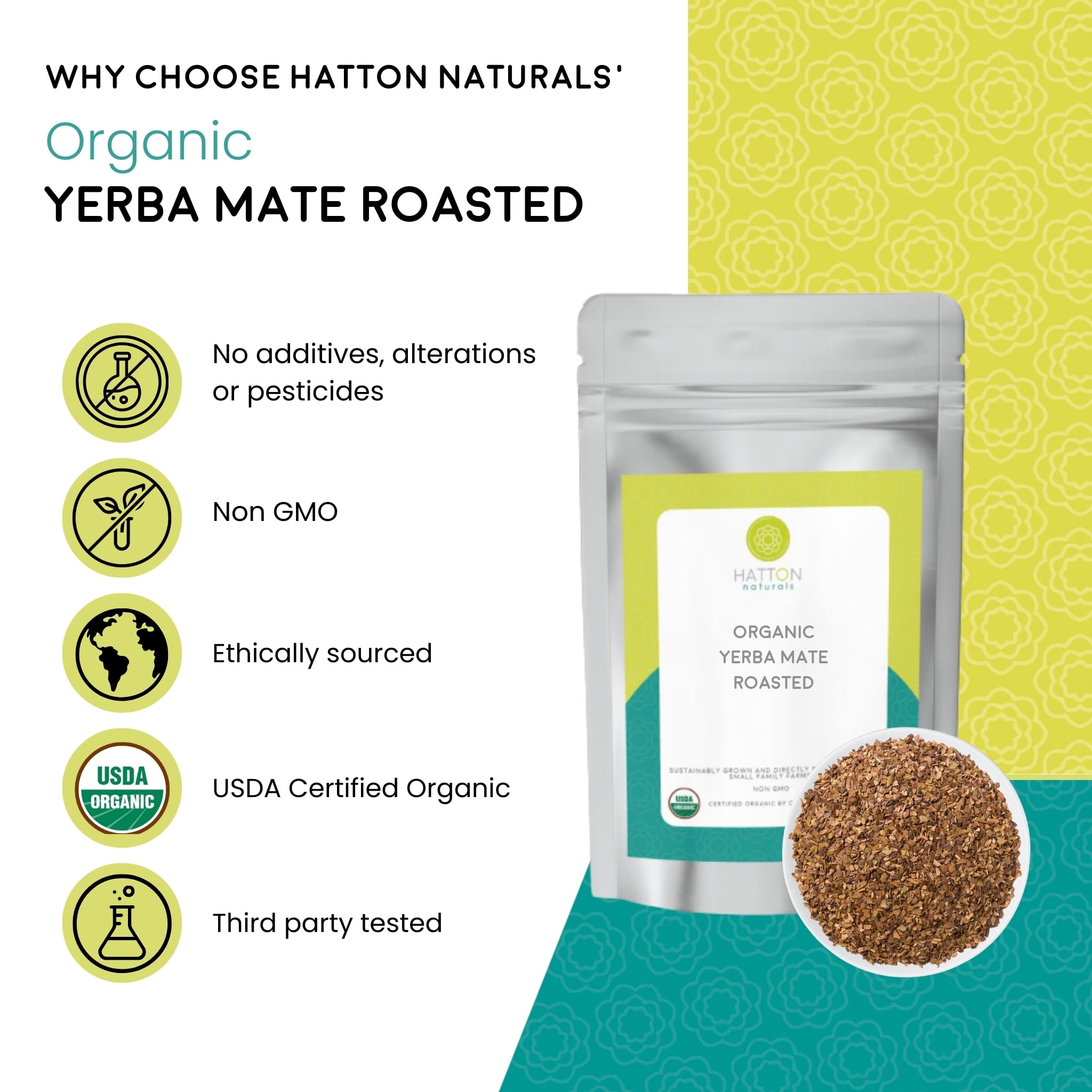 Organic Roasted Yerba Mate Loose Leaf Tea – Premium 1lb Bag, Bold and Smooth Herbal Energy