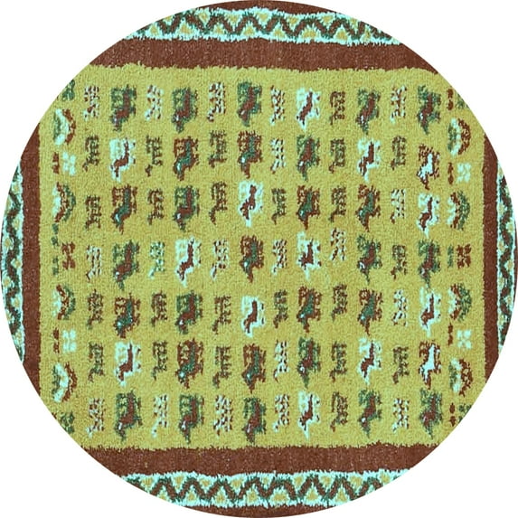 Ahgly Company Indoor Round Abstract Light Blue Contemporary Area Rugs, 8' Round