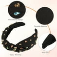 thumbnail image 4 of Unique Bargains Rhinestone Retro Knotted Headband Black 5.24"x1.22" Non-slip Wide Headband for Girl Women, 4 of 8