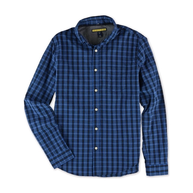 Aeropostale - Camisa con botones a cuadros para hombre, azul, grande Aeropostale Botones al frente
