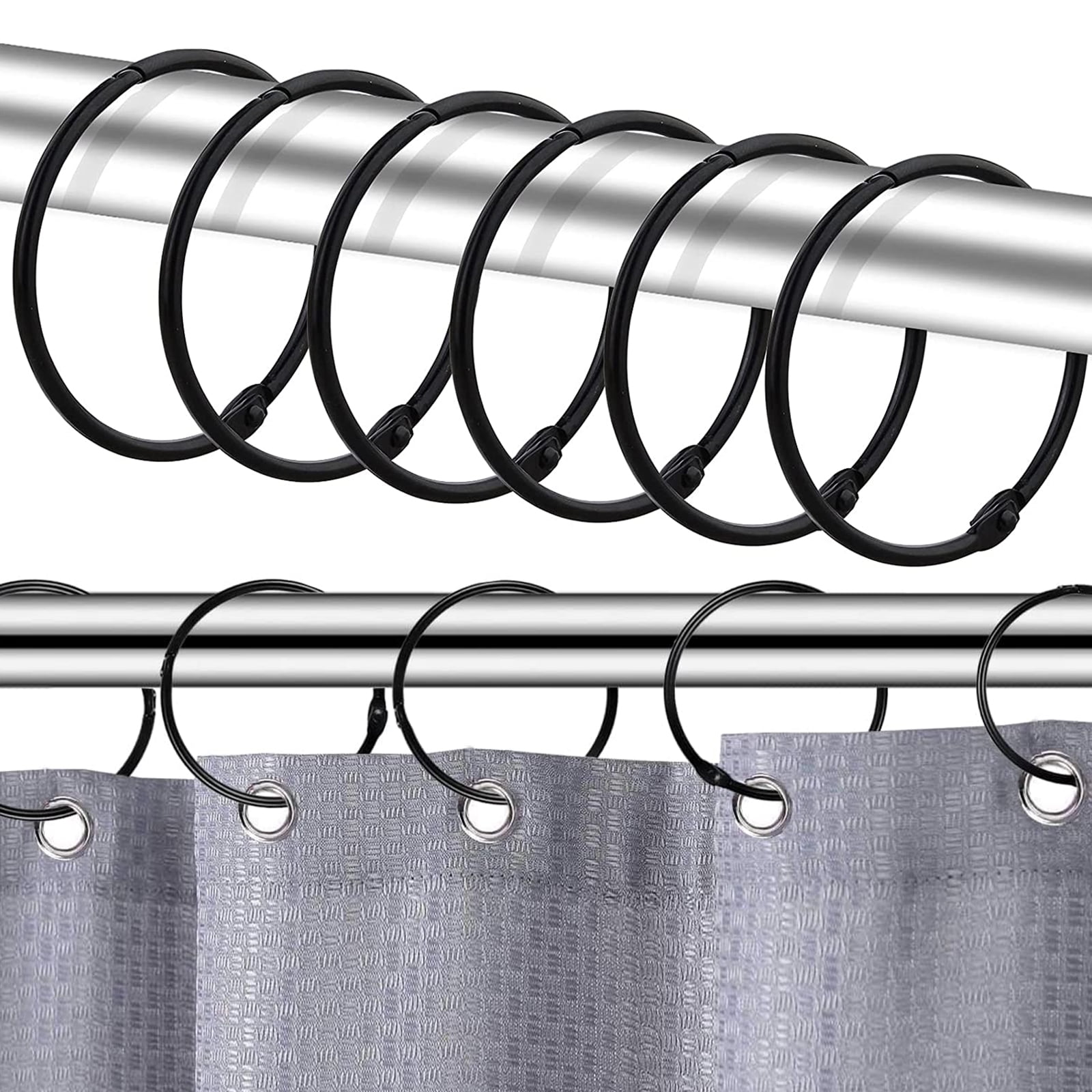 2 inches Polished Chrome 12 Pack Shower Curtain Hooks Stainless Steel Hooks for Loose Leaf Binder Ring Metal Book Rings Key Chain Rings 