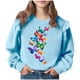 thumbnail image 2 of Vestido de verano para niña con estampado de flores de Pascua, manga corta, bolsillos con volantes y cuello redondo, top de poliéster, 2 of 5