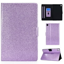 Dteck Case for Samsung Galaxy Tab A8 10.5 inch 2022 Model (SM-X200 / SM-X205 / SM-X207) , Slim Fit Glitter Sparkly Flip Folio PU Leather Card Multi-Angle Viewing Stand Protective Cover,Purple