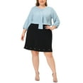 thumbnail image 2 of Agnes Orinda Women's Plus Size Tops Work Round Neck Ruffle Chiffon Blouse Office Top 4X Baby Blue, 2 of 7