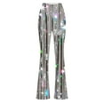 thumbnail image 4 of Gmdeguo Womens Casual Sparkly Sequin Pants High Waisted Wide Leg Palazzo Bell Bottom Dance Trousers Loose Pull On Comfy 70s Magic Glitter Disco Party Long Maxi Pants, 4 of 5
