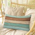 thumbnail image 4 of Farmhouse Teal Blue Brown Pillow Covers, Linen Long Throw Pillow Case, Vintage Wooden Striped Holiday Pillow Protector Decorative Cushion Cover for Living Room/Bedroom 20" x 30", 4 of 8
