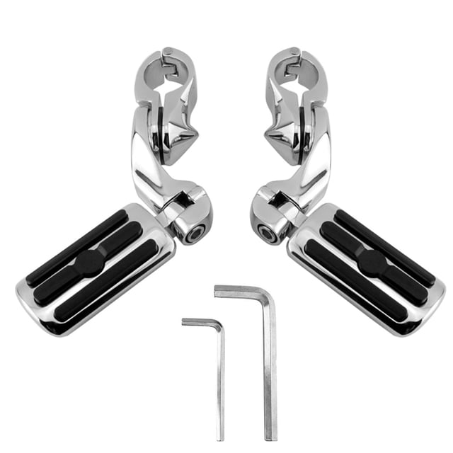 Moto Pedal trasero Aleación 32mm Ángulo Ajustable Electroplato Fijable Fijado Removible Pedales de Motocicleta Componentes 1 Pares Vogacara VI002309-00