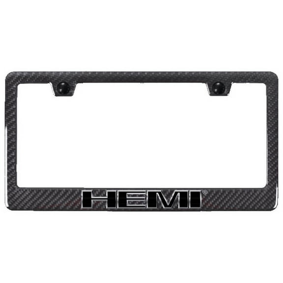 Mopar HEMI Logo Black ABS Carbon Fiber License Plate Frame Official Licensed