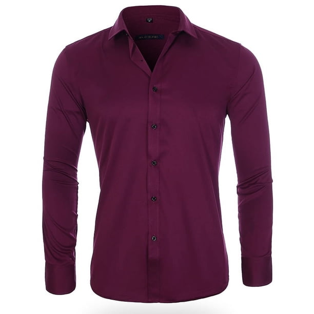 Camisa de hombre de manga larga muy elástica que no necesita planchado. Ropa de hombre de moda.