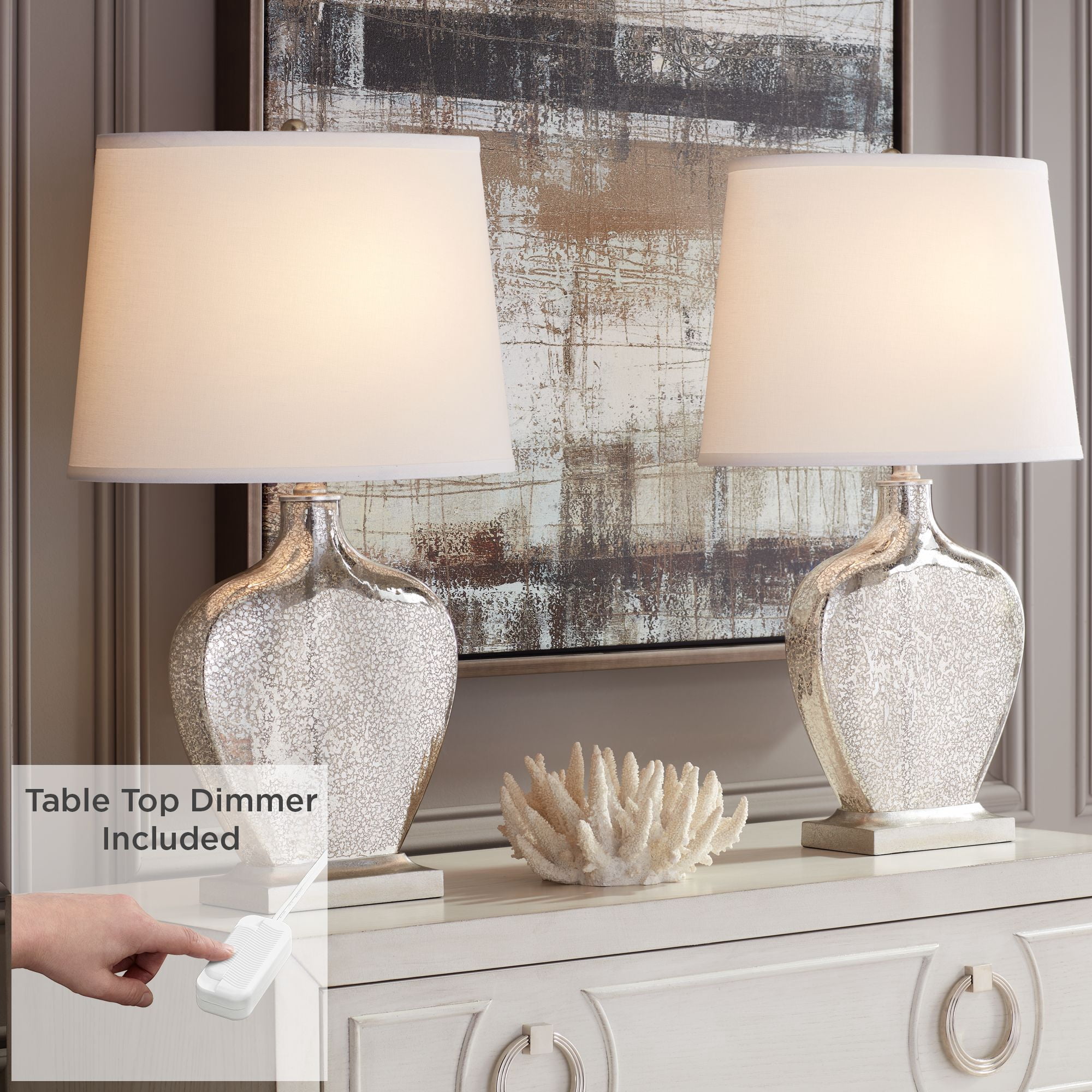 360 Lighting Contemporary Table Lamps Set of 2 with Table Top Dimmers