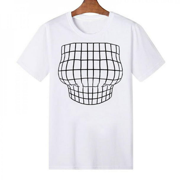 612px x 612px - Final Clear Out! Women's Funny Printing T-shirt Optical Illusion Big Boobs  Solid Color Short Sleeves Top Tee Casual Loose Plaid Tshirt - Walmart.com