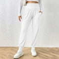 thumbnail image 2 of ClodeEU Women's High Waisted Smocked Waist Jogger Pants,Casual Loose Fit Joggers with Elastic Cuffs White,Women's Plus XXL, 2 of 9
