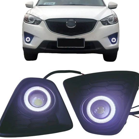 For 2013-2016 Mazda CX-5 LED DRL COB Angel Eye Halo Rings & Driving Fog Lihgts