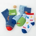 thumbnail image 6 of shoper Boys Cotton Mid-Calf Socks Breathable Cartoon Printed Athletic Crew Socks for Older Kids Ages 1-10 Pack of 5 A M, 6 of 6