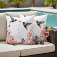 thumbnail image 5 of Spring Flower Hummingbird Pillow Covers 2 Pack Watercolor Floral Bird Butterfly Pillowcase Waterproof Outdoor Throw Pillow Cover for Patio Garden Square Cushion 24”x24”, 5 of 9
