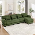 thumbnail image 3 of HUMEHA 132.3" Corduroy Modular Sofa Green 4-Seat w/ Ottoman, 3 of 15