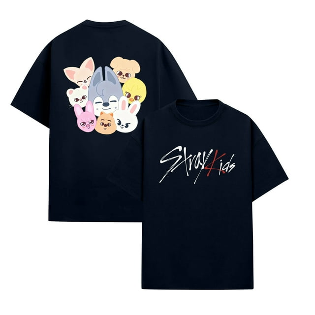 Stray Kids Hoodie Long Sleeve Pullover Stray Kids Print Sweatshirt with Stray Kids Lettering Design for Everyday Wear Black L