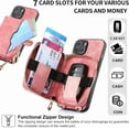 thumbnail image 3 of Phone Case for iPhone 14 Plus 6.7 inch Zipper Wallet Cover with Credit Card Holder Slot Shoulder Crossbody Strap Cell i-Phone 14+ iPhone14Plus 5G i i14 + iPhone14 14Plus Women Girls Men Pink, 3 of 13