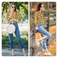 thumbnail image 7 of KLL Sunflower Print Women's Long Sleeve Pajamas with Pants Sleepwear Loungewear 2 Set-Large, 7 of 7