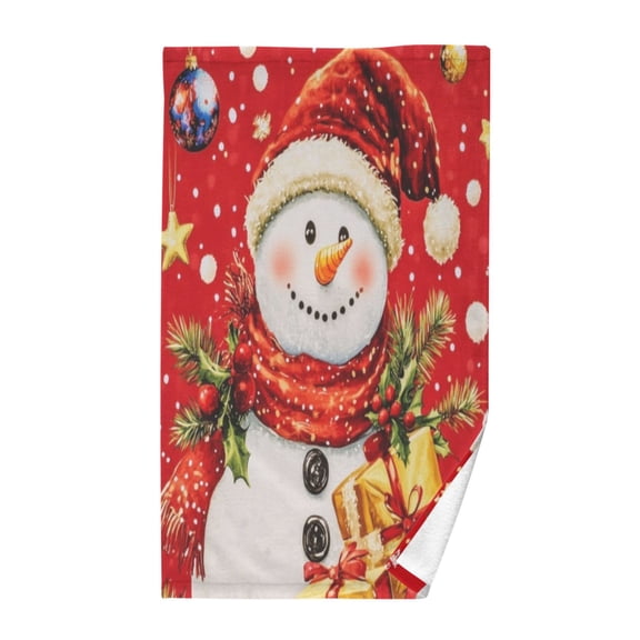 Pure Cotton Face Towel 16x28 Inches Hand Towel Bath Towel Hand Bath Towels Soft Good Water Absorption for Washing Face Wiping Face Red Christmas Snowman