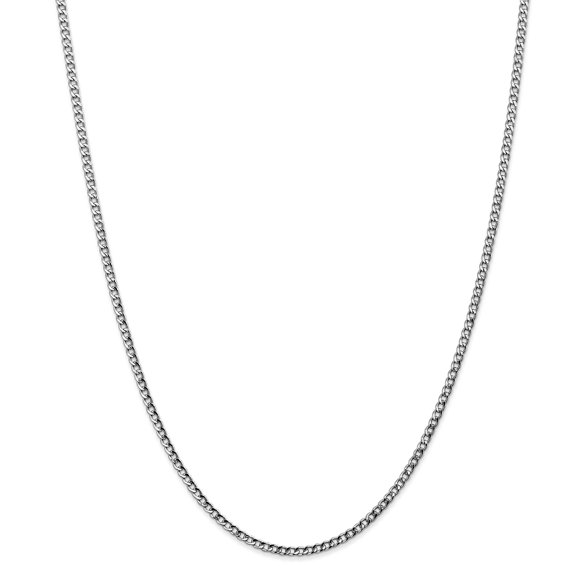14K White Gold 2.5mm Semi-Solid Curb Link Chain 20 Inch