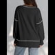 thumbnail image 5 of Sudadera Informal de Cuello Redondo para Mujer, de Larga, Holgada, , con Costuras en Contraste, para Otoño. Negro M, 5 of 8